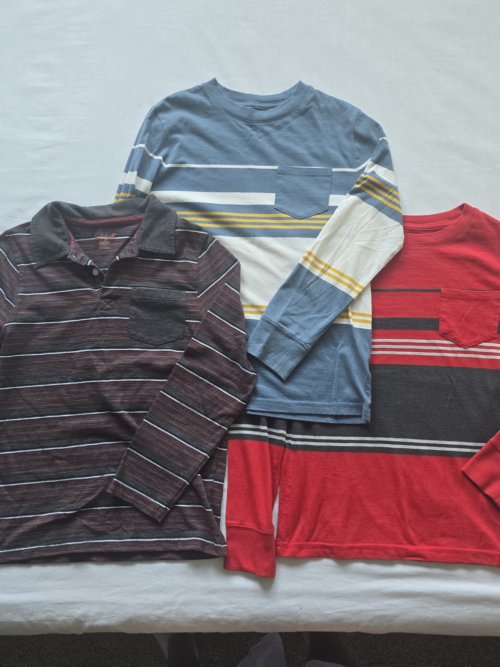 Cat & Jack Blue, Red & Maroon Striped Long Sleeve Tees – 3-Pack